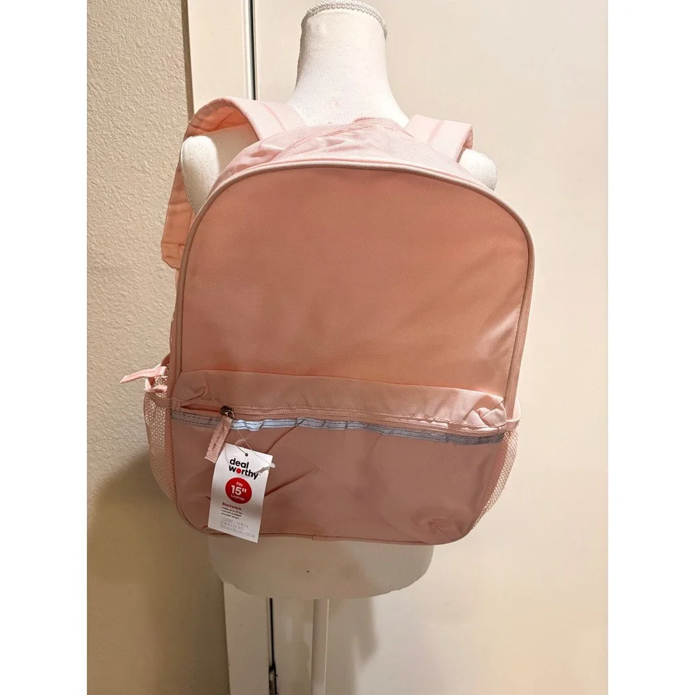 Deal Worthy Light Pink 15 Inch Laptop Backpack Padded Straps School Travel Bag